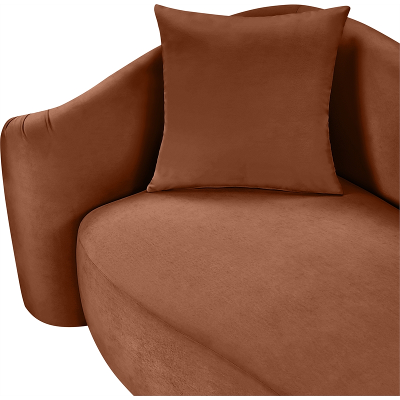 Bowery Hill Contemporary Rich Curves Cognac Durable Velvet Sofa