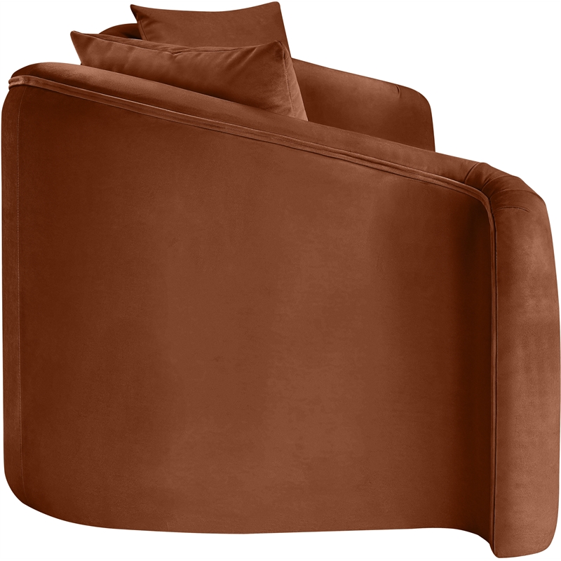 Bowery Hill Contemporary Rich Curves Cognac Durable Velvet Sofa