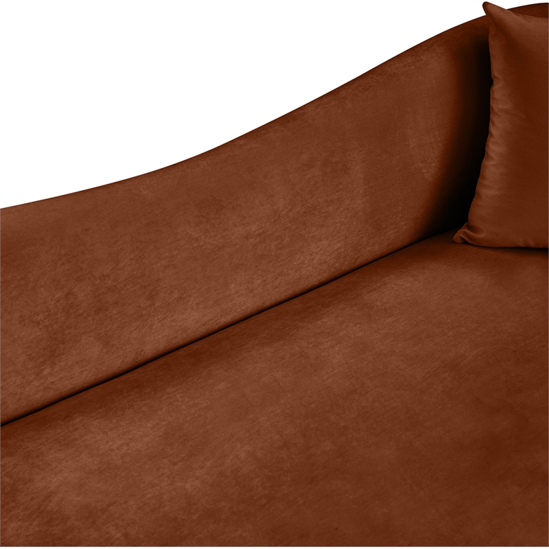 Bowery Hill Contemporary Rich Curves Cognac Durable Velvet Sofa