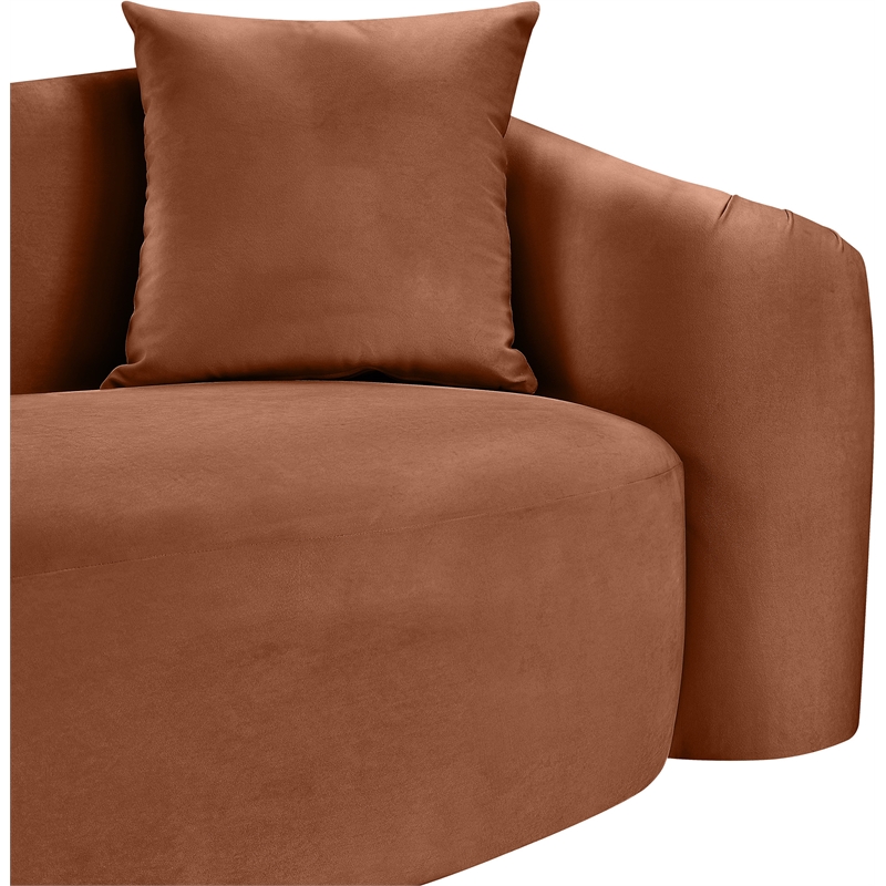 Bowery Hill Contemporary Rich Curves Cognac Durable Velvet Sofa