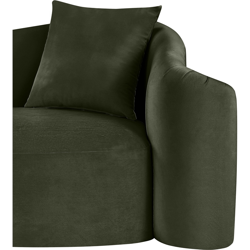Bowery Hill Contemporary Rich Curves Green Durable Velvet Sofa