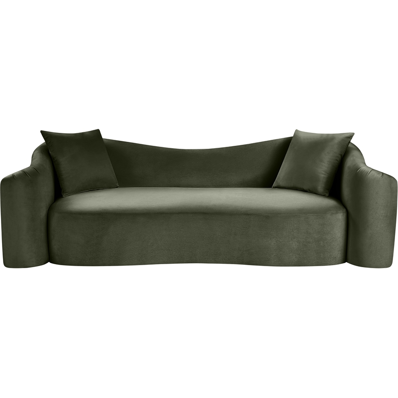 Bowery Hill Contemporary Rich Curves Green Durable Velvet Sofa