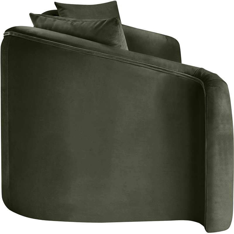 Bowery Hill Contemporary Rich Curves Green Durable Velvet Sofa
