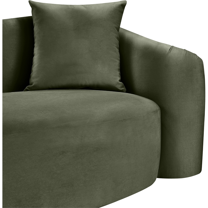 Bowery Hill Contemporary Rich Curves Green Durable Velvet Sofa