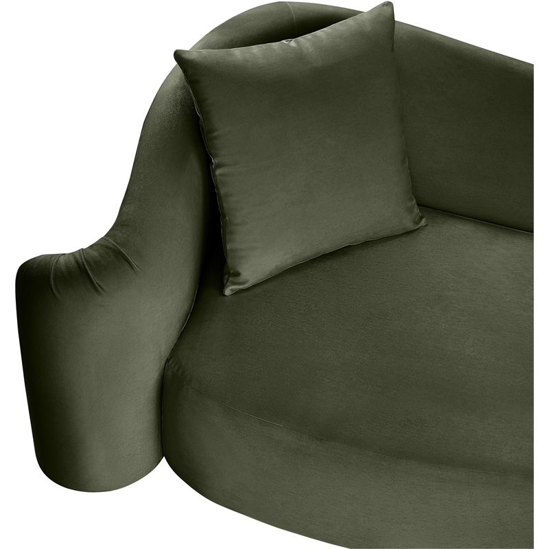 Bowery Hill Contemporary Rich Curves Green Durable Velvet Sofa