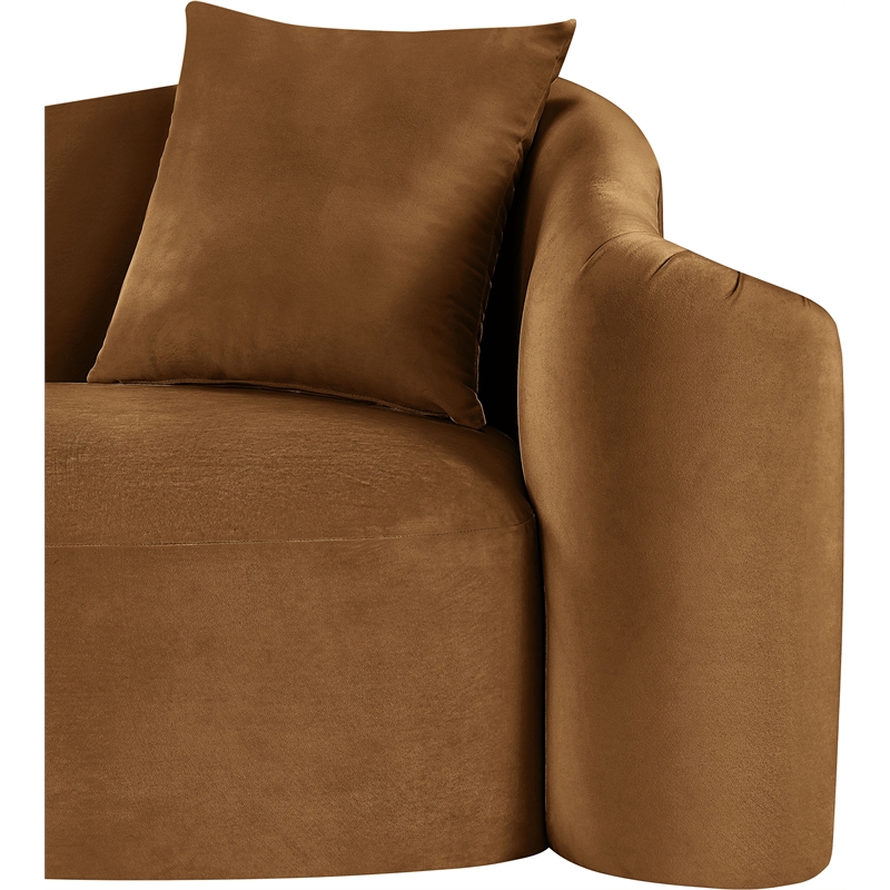 Bowery Hill Contemporary Rich Curves Saddle Durable Velvet Sofa