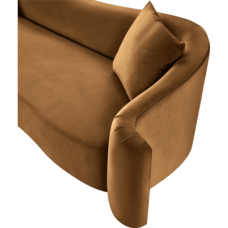 Bowery Hill Contemporary Rich Curves Saddle Durable Velvet Sofa
