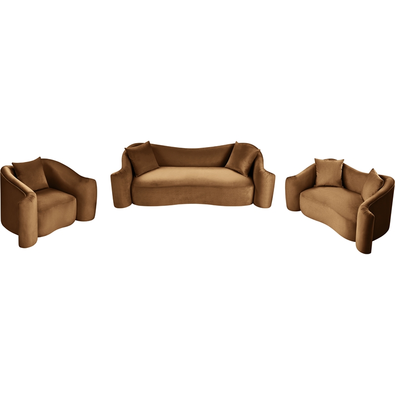 Bowery Hill Contemporary Rich Curves Saddle Durable Velvet Sofa