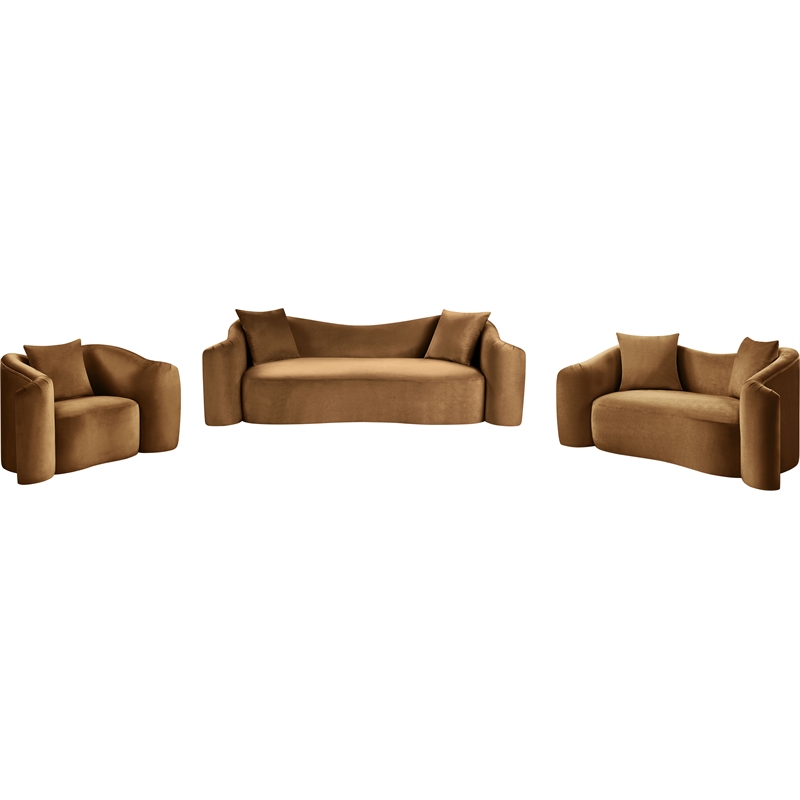 Bowery Hill Contemporary Rich Curves Saddle Durable Velvet Sofa
