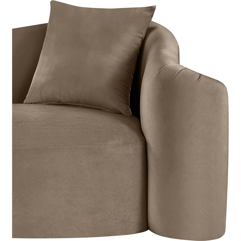 Bowery Hill Velvet Taupe Sofa Rectangular Contemporary 91