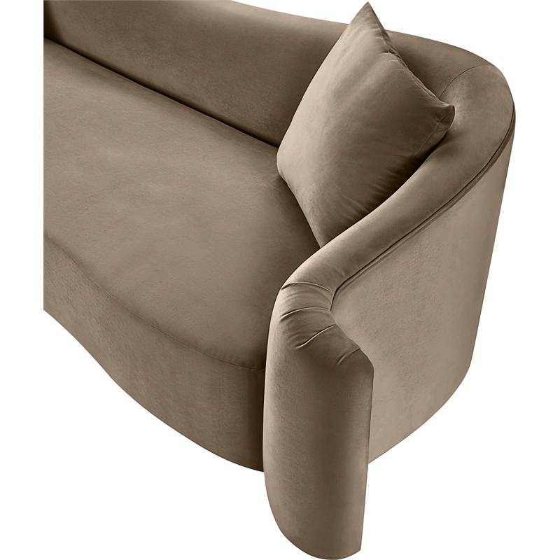 Bowery Hill Velvet Taupe Sofa Rectangular Contemporary 91