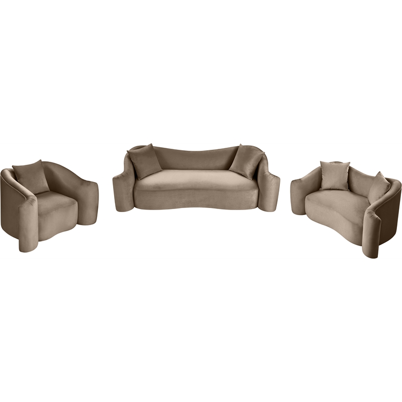 Bowery Hill Velvet Taupe Sofa Rectangular Contemporary 91