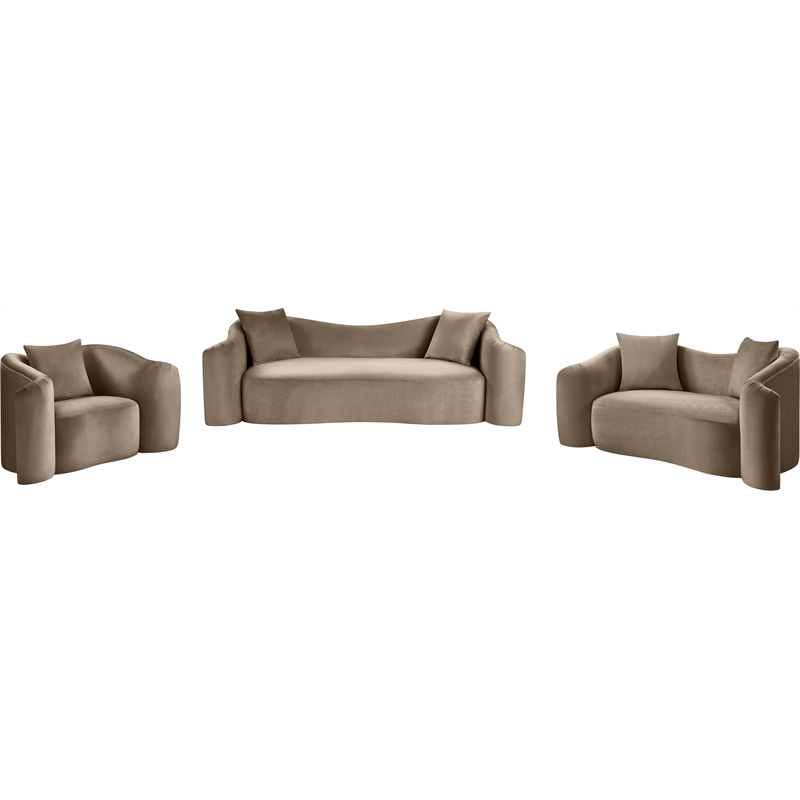 Bowery Hill Velvet Taupe Sofa Rectangular Contemporary 91