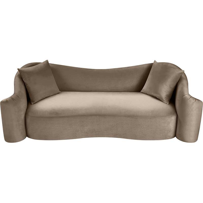 Bowery Hill Velvet Taupe Sofa Rectangular Contemporary 91