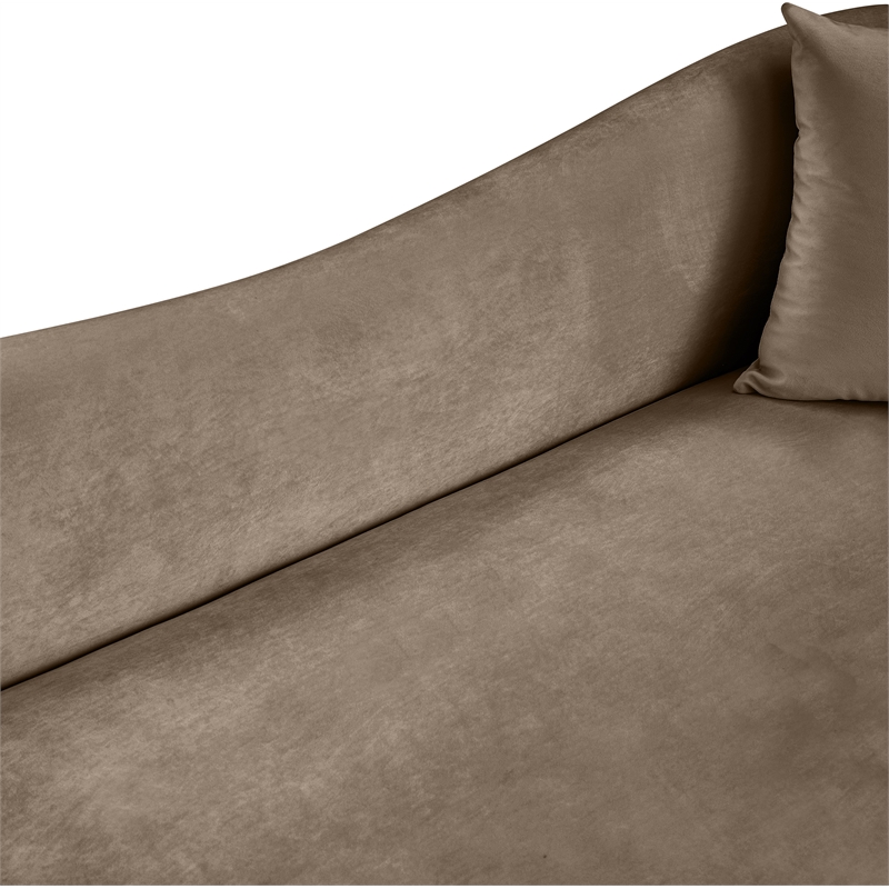 Bowery Hill Velvet Taupe Sofa Rectangular Contemporary 91