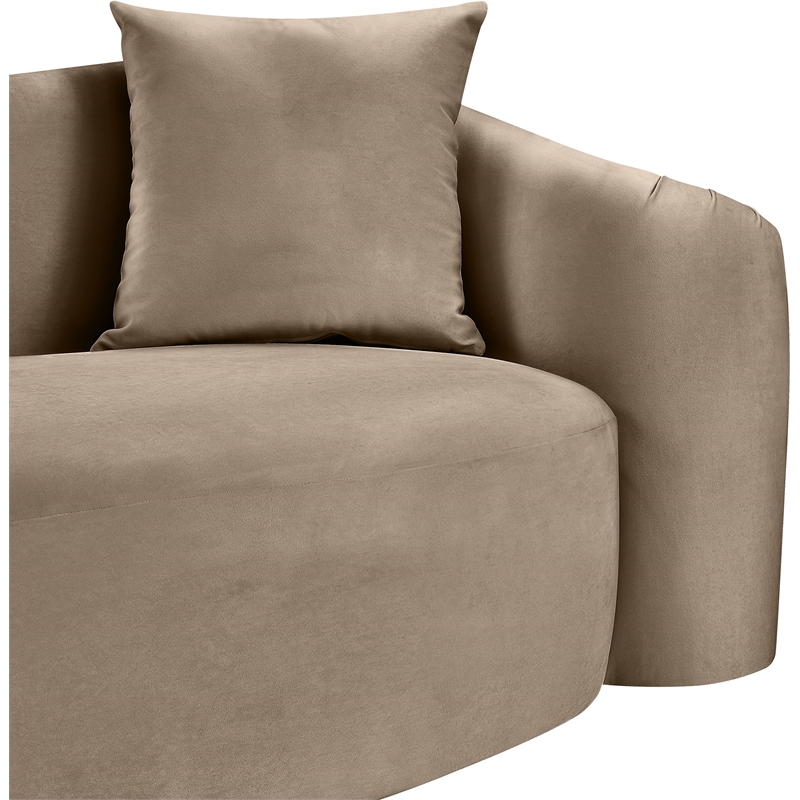 Bowery Hill Velvet Taupe Sofa Rectangular Contemporary 91