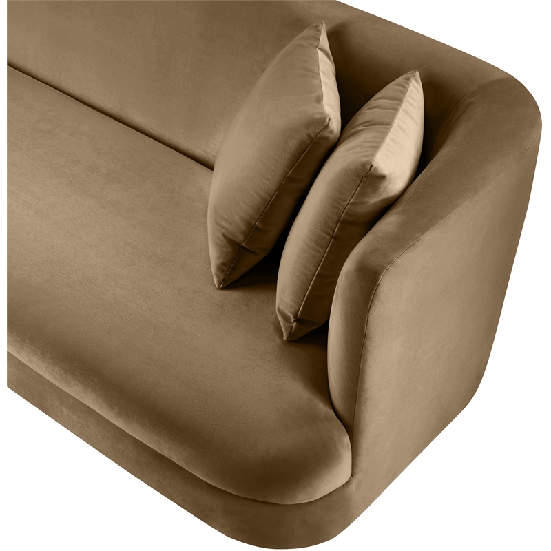Bowery Hill Contemporary Solid Wood Frame Beige Durable Velvet Sofa