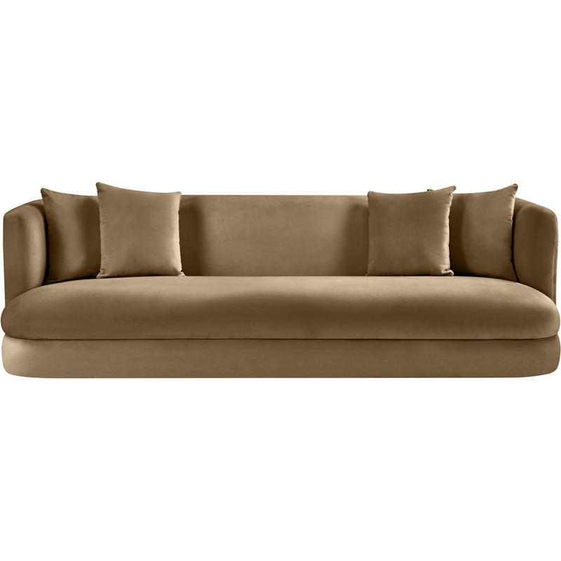 Bowery Hill Contemporary Solid Wood Frame Beige Durable Velvet Sofa