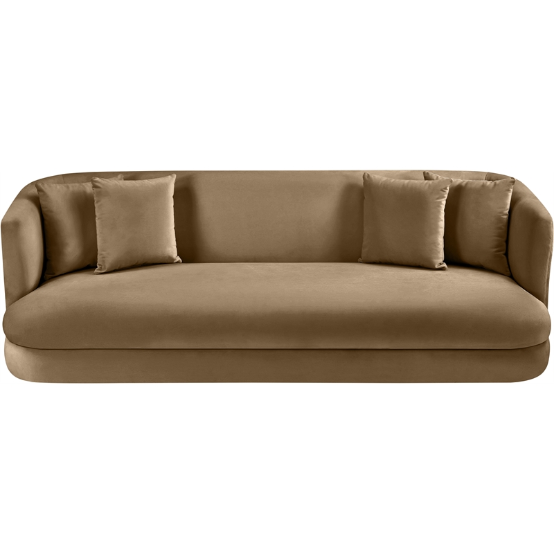 Bowery Hill Contemporary Solid Wood Frame Beige Durable Velvet Sofa
