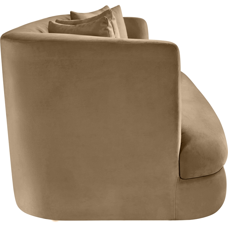 Bowery Hill Contemporary Solid Wood Frame Beige Durable Velvet Sofa