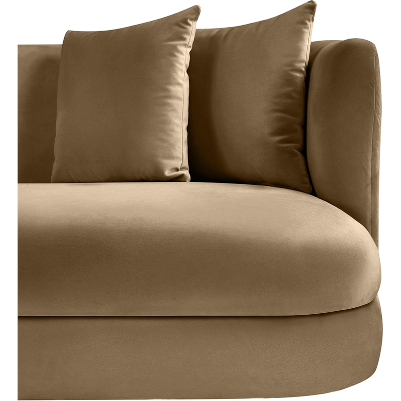 Bowery Hill Contemporary Solid Wood Frame Beige Durable Velvet Sofa