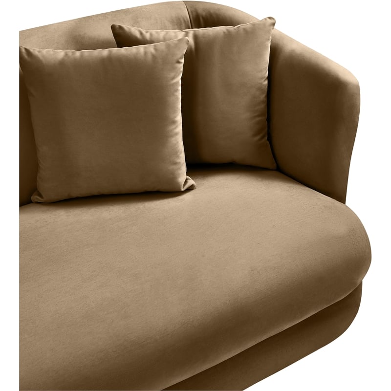 Bowery Hill Contemporary Solid Wood Frame Beige Durable Velvet Sofa