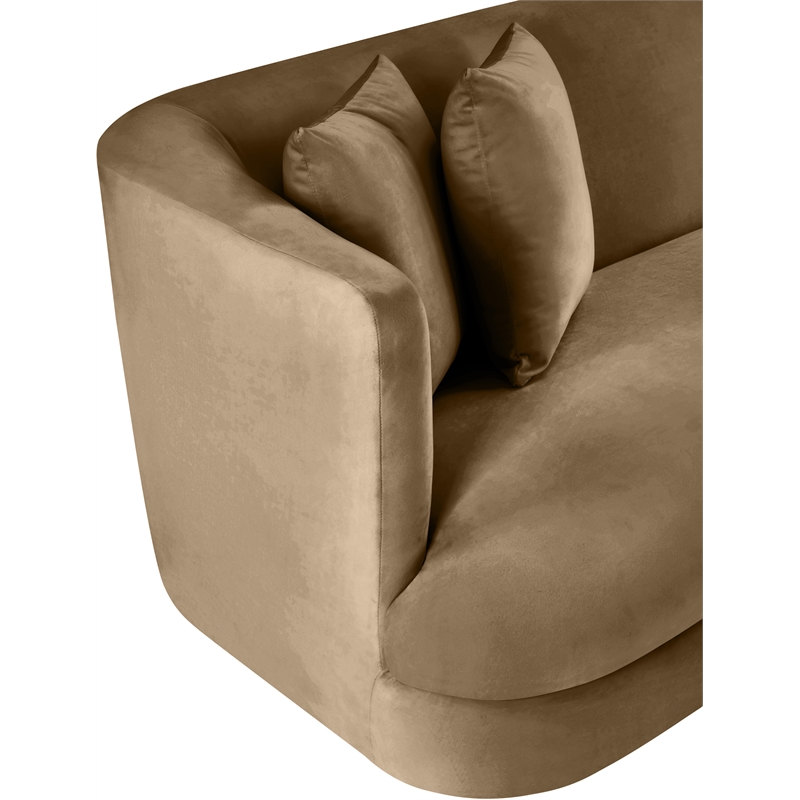 Bowery Hill Contemporary Solid Wood Frame Beige Durable Velvet Sofa