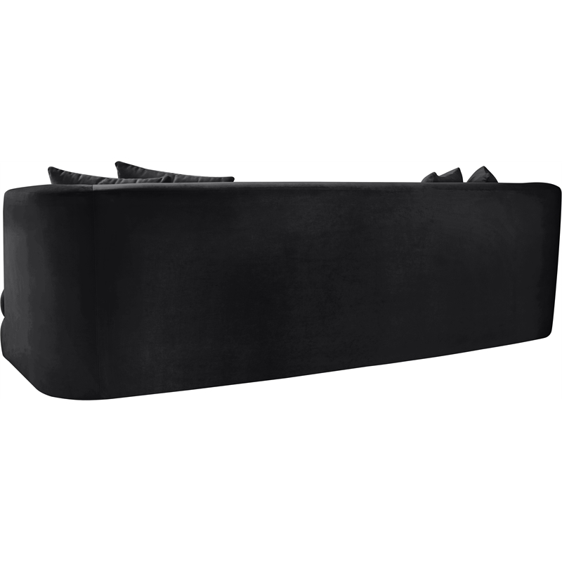 Bowery Hill Contemporary Solid Wood Frame Black Durable Velvet Sofa