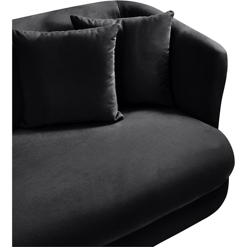 Bowery Hill Contemporary Solid Wood Frame Black Durable Velvet Sofa