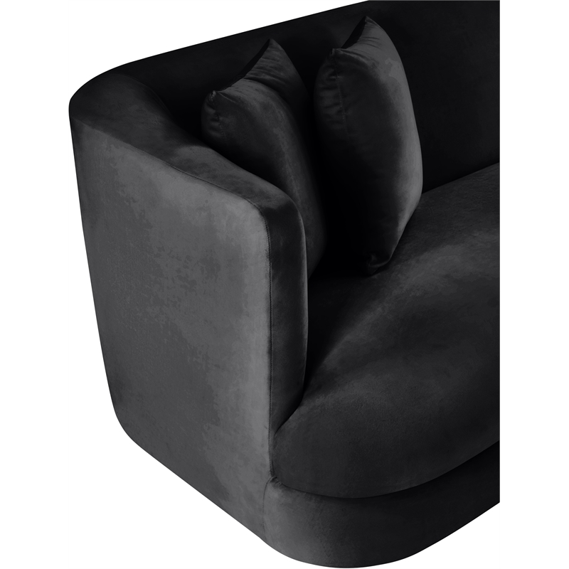Bowery Hill Contemporary Solid Wood Frame Black Durable Velvet Sofa
