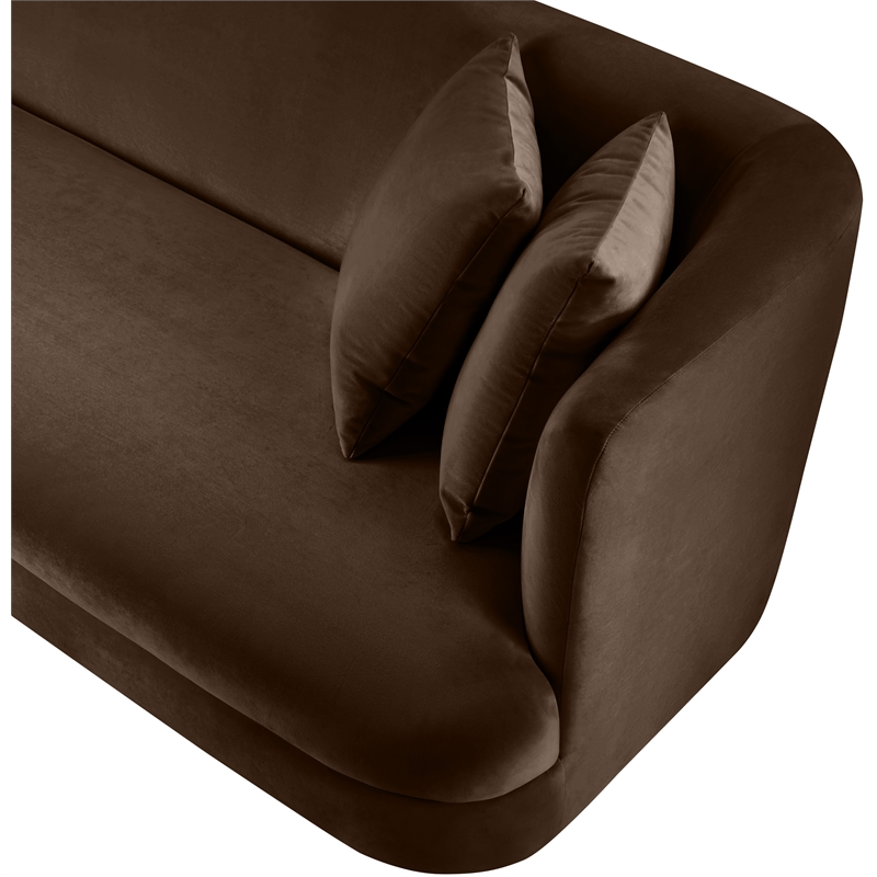 Bowery Hill Contemporary Solid Wood Frame Brown Durable Velvet Sofa