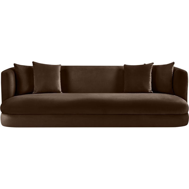 Bowery Hill Contemporary Solid Wood Frame Brown Durable Velvet Sofa