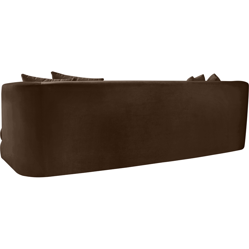 Bowery Hill Contemporary Solid Wood Frame Brown Durable Velvet Sofa