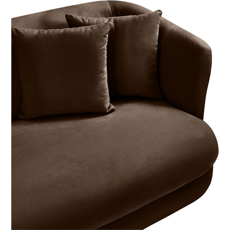 Bowery Hill Contemporary Solid Wood Frame Brown Durable Velvet Sofa