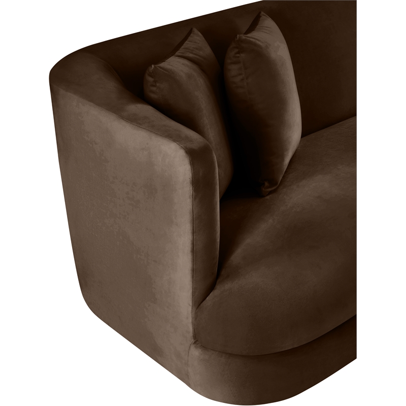 Bowery Hill Contemporary Solid Wood Frame Brown Durable Velvet Sofa