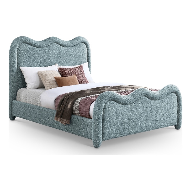 Bowery Hill Contemporary Soft Blue Chenille Durable Fabric Full Bed
