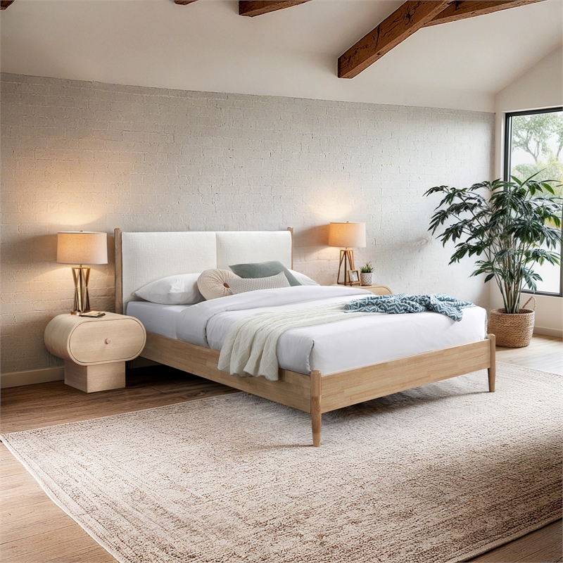 Bowery Hill Contemporary Soft Cream Polyester Fabric Full Bed
