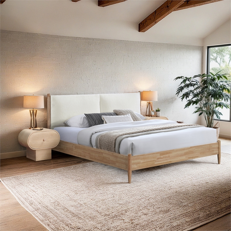 Bowery Hill Contemporary Soft Cream Polyester Fabric King Bed