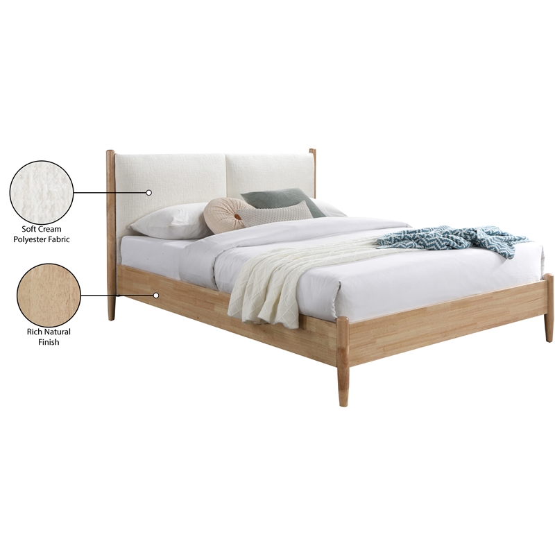 Bowery Hill Contemporary Soft Cream Polyester Fabric King Bed