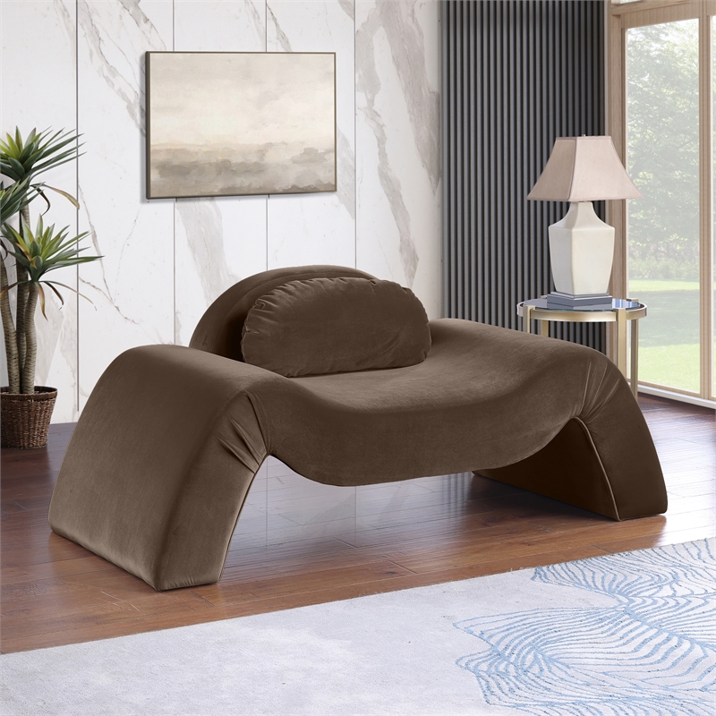 Bowery Hill Contemporary Solid Wood Inner Frame Brown Durable Velvet Chair