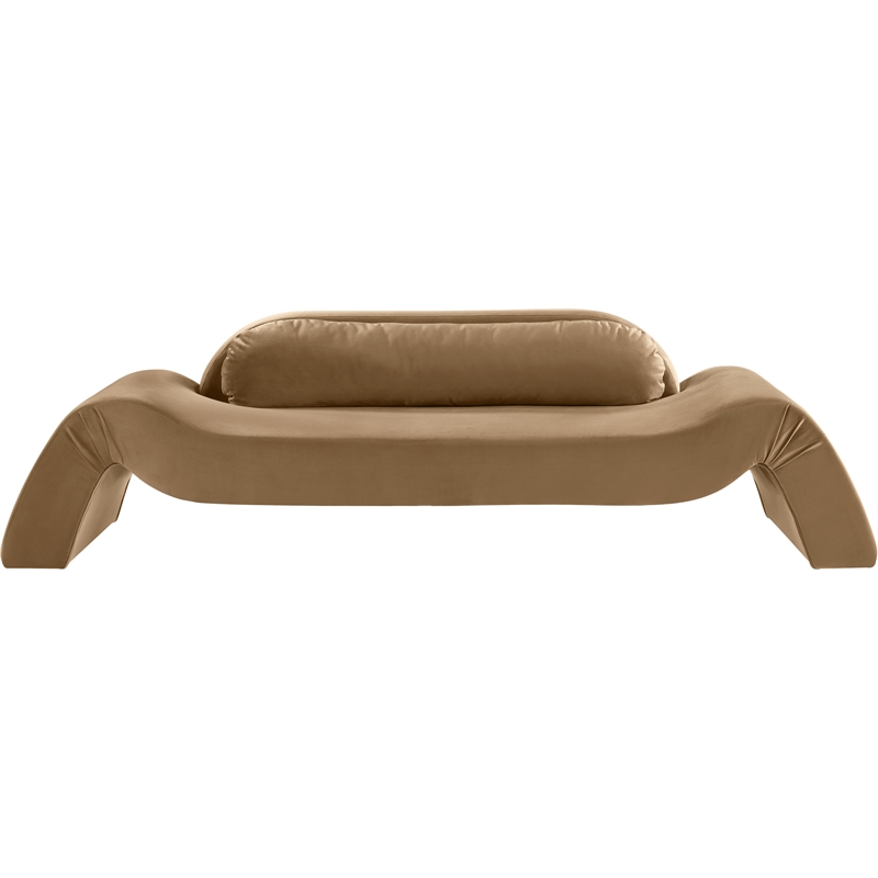 Bowery Hill Contemporary Solid Wood Inner Frame Beige Durable Velvet Sofa