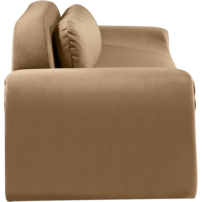 Bowery Hill Contemporary Solid Wood Inner Frame Beige Durable Velvet Sofa