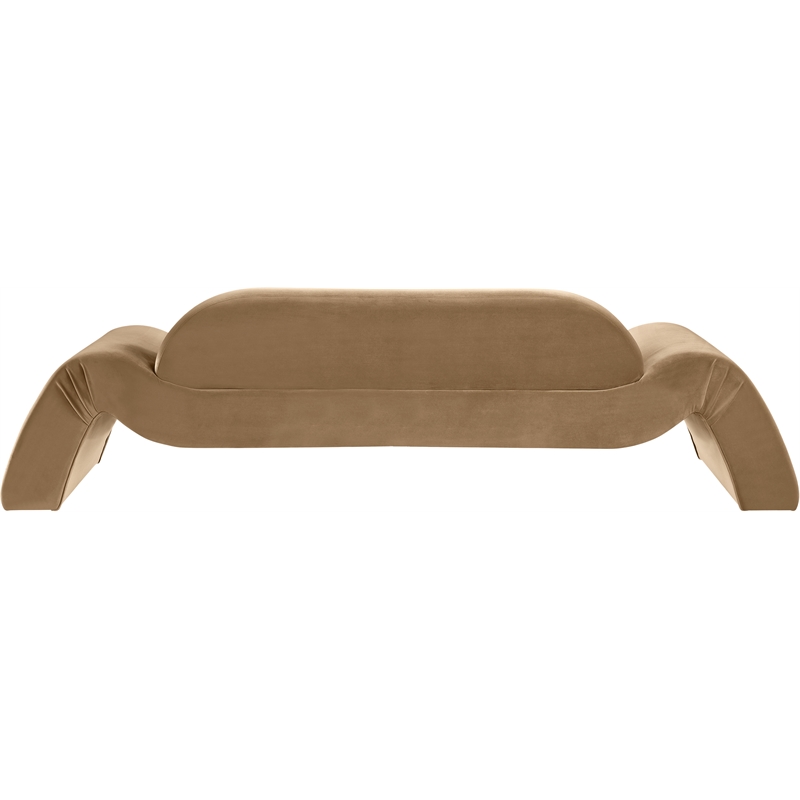 Bowery Hill Contemporary Solid Wood Inner Frame Beige Durable Velvet Sofa