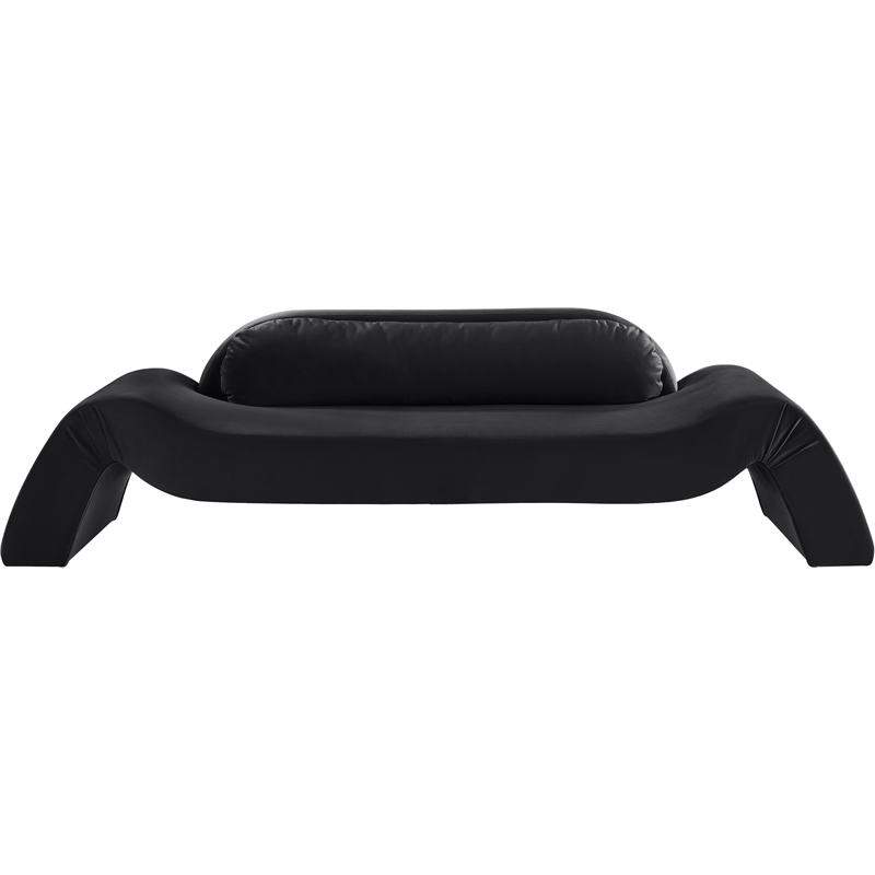 Bowery Hill Contemporary Solid Wood Inner Frame Black Durable Velvet Sofa