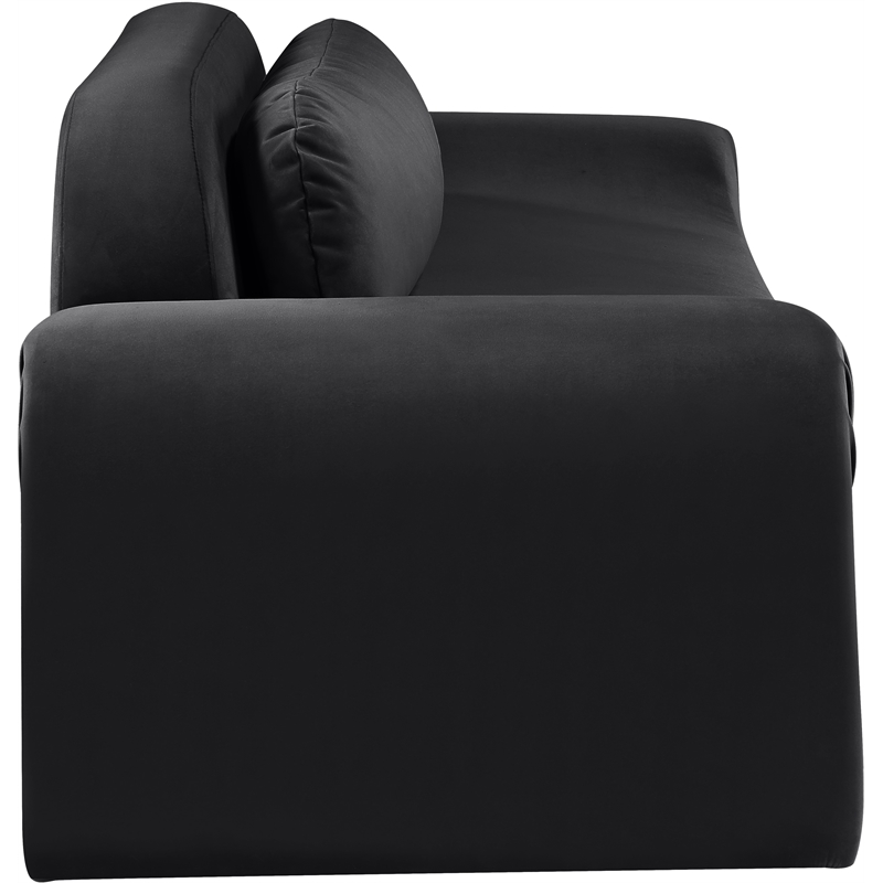 Bowery Hill Contemporary Solid Wood Inner Frame Black Durable Velvet Sofa