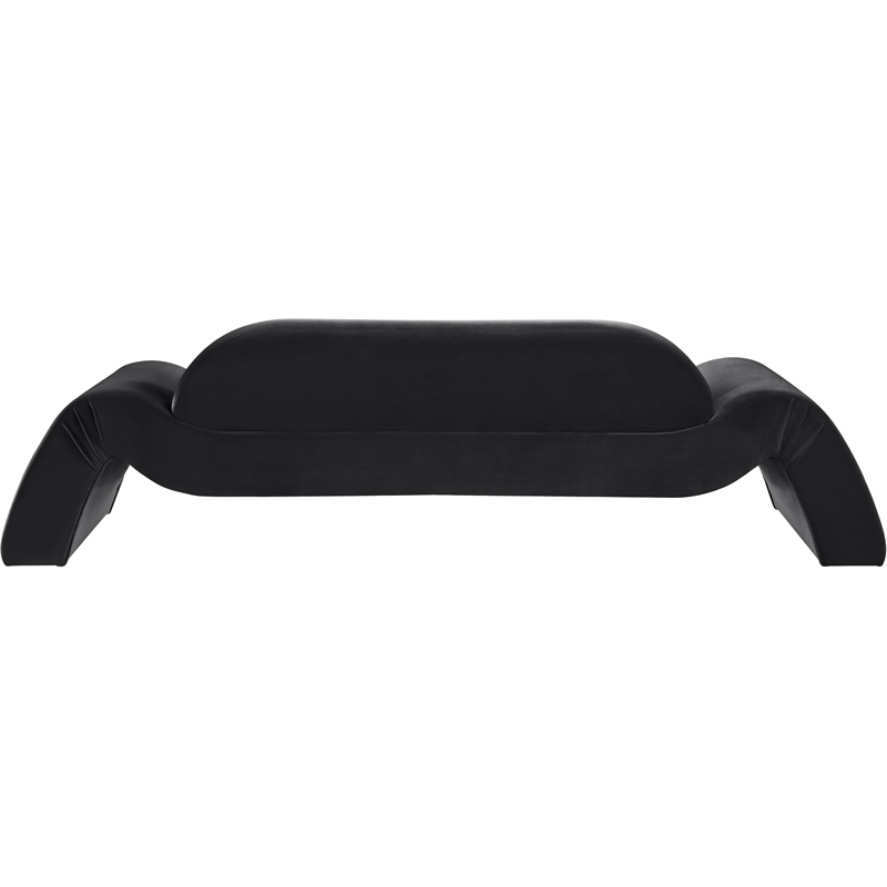 Bowery Hill Contemporary Solid Wood Inner Frame Black Durable Velvet Sofa