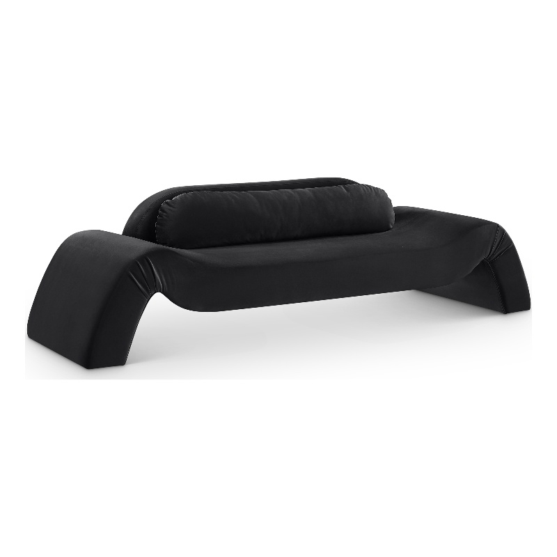 Bowery Hill Contemporary Solid Wood Inner Frame Black Durable Velvet Sofa