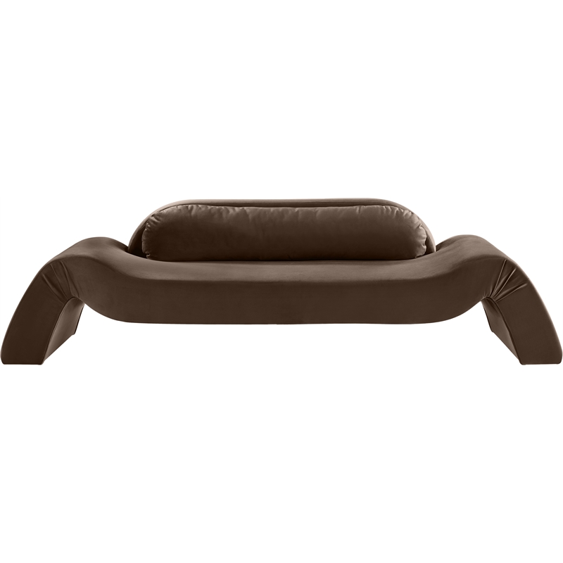 Bowery Hill Contemporary Solid Wood Inner Frame Brown Durable Velvet Sofa