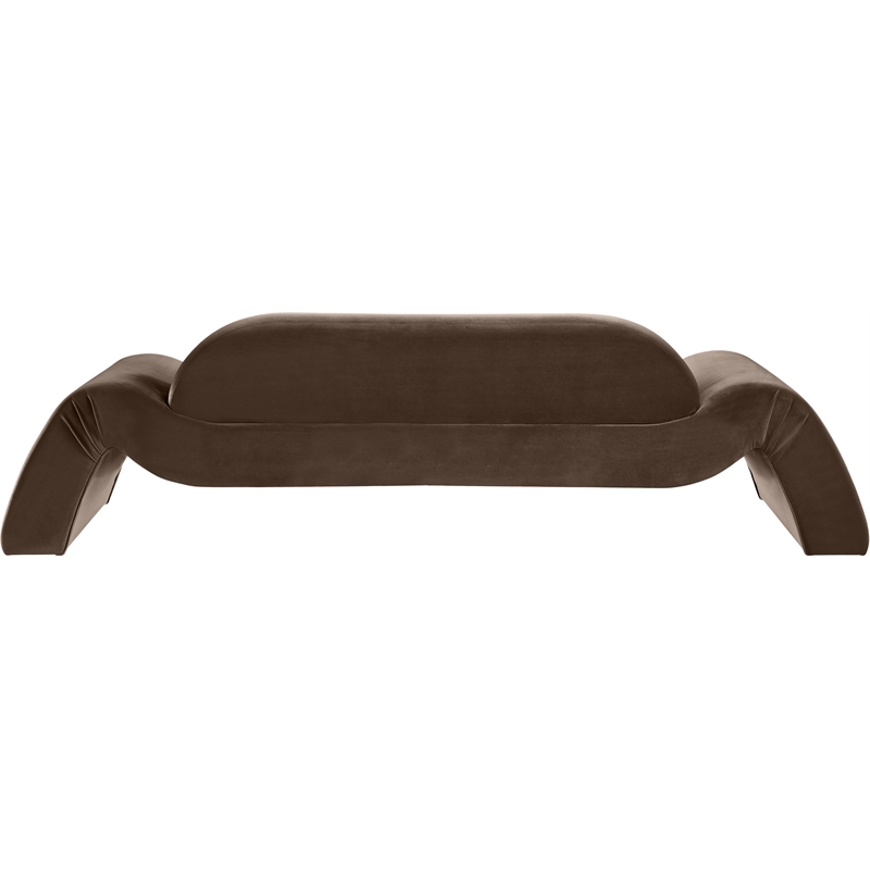 Bowery Hill Contemporary Solid Wood Inner Frame Brown Durable Velvet Sofa