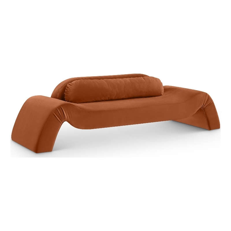 Bowery Hill Contemporary Solid Wood Inner Frame Cognac Durable Velvet Sofa
